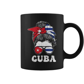 Cuban Girl Flag Messy Hair Bun Republic Of Cuba Heritage Coffee Mug - Seseable