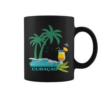 Curacao Palms Cocktail Caribbean Beach Island Souvenir Gift Curacao Funny Gifts Coffee Mug | Mazezy