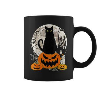 Cute Cat Black On Jack O' Lantern Retro Halloween Costume Coffee Mug | Mazezy