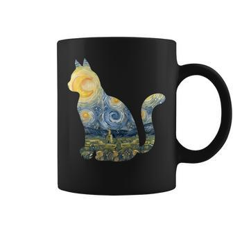 Cute Cat Toy Starry Night Fur Kitten Animal Painting Painting Funny Gifts Coffee Mug | Mazezy