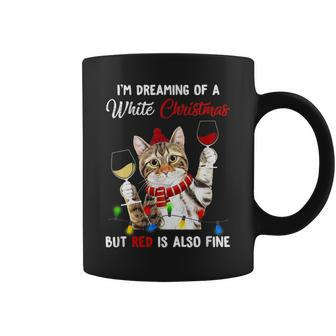Cute Cat And Wine I'm Dreaming Of A White Christmas Coffee Mug - Seseable