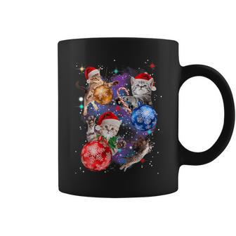 Cute Christmas Cats In Space Ornaments Graphic Coffee Mug | Mazezy