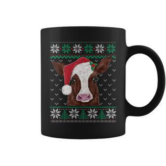 Cute Cow Christmas Ugly Sweater Style Pajama Xmas Cow Lover Coffee Mug | Mazezy