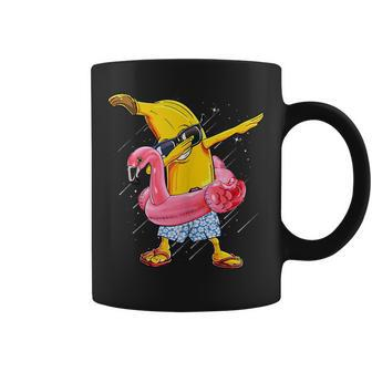 Cute Dabbing Banana & Flamingo Float Summer Vibes Pool Party Coffee Mug | Mazezy