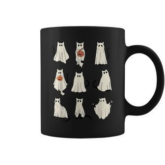 Cute Ghost Cats Cat Halloween Outfit Costumes Coffee Mug - Monsterry AU