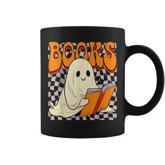 Cute Ghost Read Books Librarian Teacher Halloween Coffee Mug - Monsterry DE