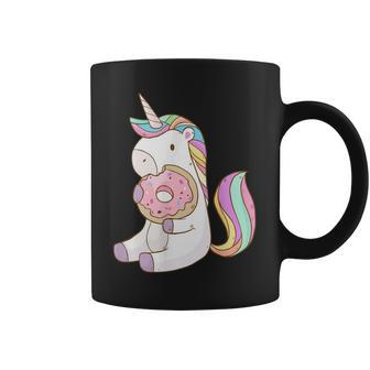 Cute Hungry Unicorn Munching On Yummy Donut Coffee Mug | Mazezy