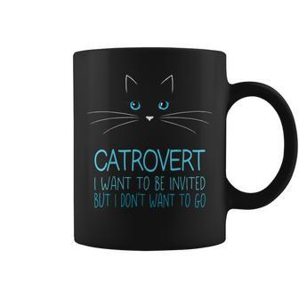 Cute Introvert Cat Lady Don't Want To Go Catrovert Coffee Mug | Mazezy