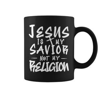Cute Jesus Is My Savior Not My Religion Cross Faith Quote Faith Funny Gifts Coffee Mug | Mazezy