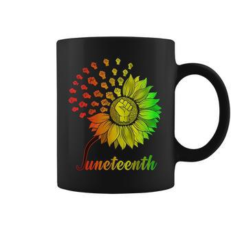 Cute Junenth Fist Sunflower Black African American Pride Coffee Mug | Mazezy