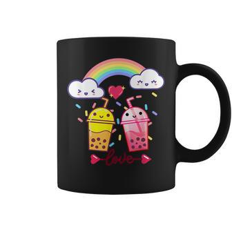 Cute Kawaii Bubble Boba Milk Tea - Funny Rainbow Heart Arrow Arrow Funny Gifts Coffee Mug | Mazezy