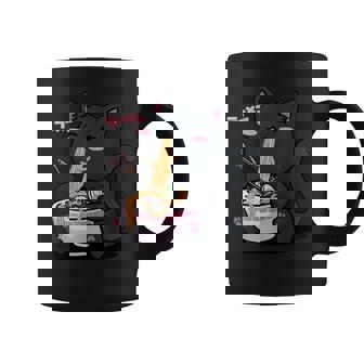 Cute Kawaii Cat Ramen Noodles Anime Black Cat Japanese Coffee Mug - Monsterry