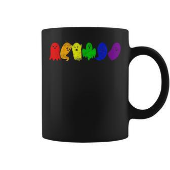 Cute Lgbtq Ghost Lgbt Halloween Ghost Rainbow Gay Pride Coffee Mug | Mazezy