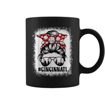 Cute Messy Bun Graphic Cincinnati Baseball Lover Coffee Mug - Thegiftio UK