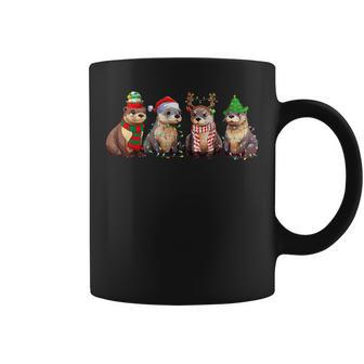 Cute Otter Christmas Pajama Xmas Lights Animals Lover Coffee Mug - Seseable
