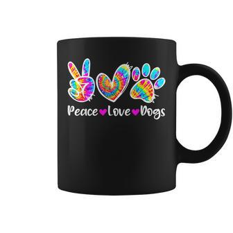 Cute Peace Love Dogs Tie Dye Dog Paw Dog Mom Mothers Day Coffee Mug - Seseable