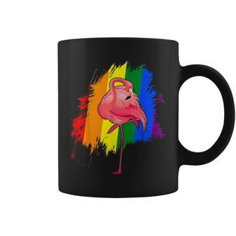 Cute Pink Flamingo Rainbow Flag Lgbt Gay Lesbian Pride Month Coffee Mug | Mazezy