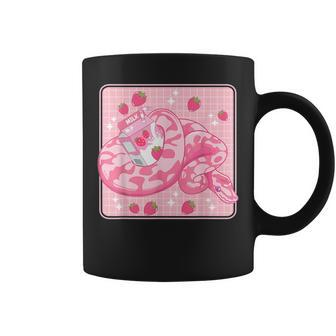 Cute Pink Strawberry Milk Snake Kawaii Ball Python Coffee Mug | Mazezy