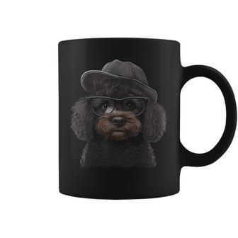 Cute Poodle Dog With Hat And Glasses Graphic Men Women Coffee Mug - Seseable