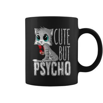 Cute But Psycho Kitty Cat Humor Wife Mom Horror Goth Coffee Mug | Mazezy