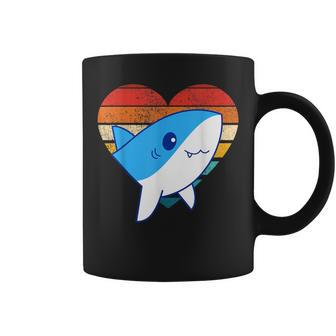 Cute Shark Retro Heart Shape Vintage Coffee Mug | Mazezy