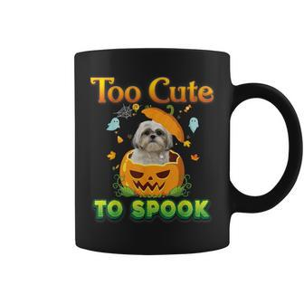 Too Cute To Spook Shih Tzu Dog Halloween Pumpkin Witch Hat Coffee Mug | Mazezy