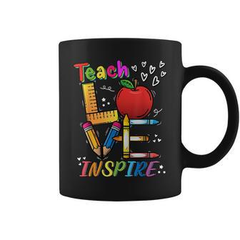 Cute Teach Love And Inspire Teacher Back To School Coffee Mug | Mazezy
