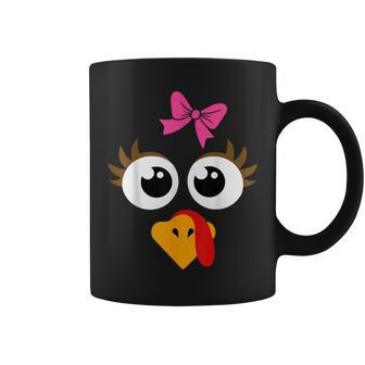 Cute Thanksgiving Turkey Face Girls Turkey Day Coffee Mug - Seseable