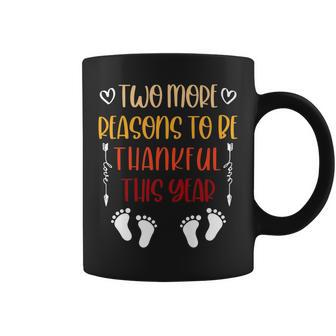 Cute Thanksgiving Twin Pregnancy Announcement Baby Reveal Coffee Mug | Mazezy