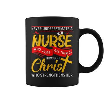 Cute Never Underestimate A Nurse Who Does All Things Coffee Mug | Mazezy