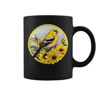 Cute Yellow Goldfinch Floral American Goldfinch Coffee Mug | Mazezy