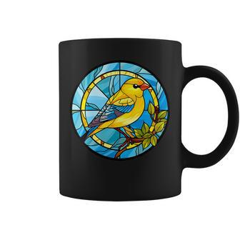 Cute Yellow Goldfinch Stained Glass American Goldfinch Coffee Mug | Mazezy