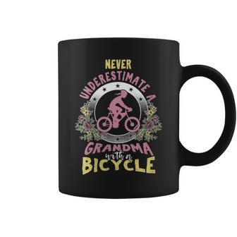 Cyclist Grandmother Never Underestimate Grandma With Bicycle Gift For Womens Coffee Mug - Seseable