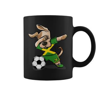 Dabbing Dog Jamaica Soccer Jamaican Flag Football Lover Coffee Mug | Mazezy