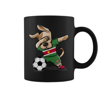 Dabbing Dog Suriname Soccer Fans Jersey Surinamer Football Coffee Mug | Mazezy