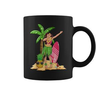 Dabbing Hawaiian Girl Summer Vacation Hawaii Pineapple Palm Coffee Mug | Mazezy
