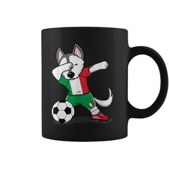 Dabbing Husky Dog Italy Soccer Fans Jersey Italian Football Coffee Mug | Mazezy