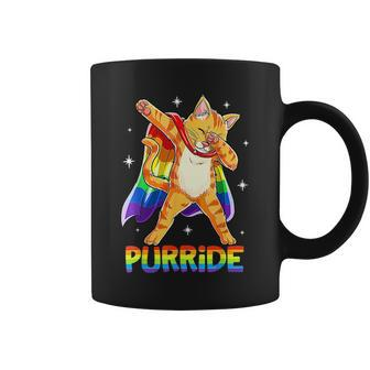 Dabbing Purride Cat Gay Pride Lgbt Rainbow Flag T Dab Coffee Mug | Mazezy