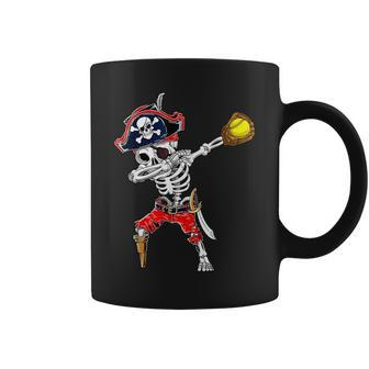 Dabbing Skeleton Pirate & Softball Ball Halloween Costume Coffee Mug | Mazezy