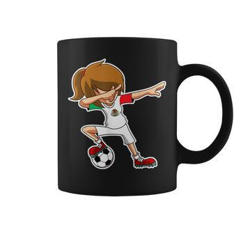 Dabbing Soccer Girl Mexico Mexican Flag Jersey Coffee Mug | Mazezy
