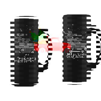 Dachshund Dog Riding Red Truck Christmas Decorations Pajama Coffee Mug | Mazezy