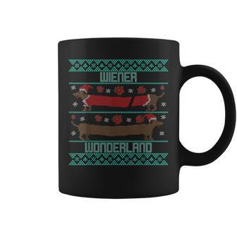 Dachshund Dog Wiener Wonderland Ugly Christmas Sweater Coffee Mug - Monsterry CA