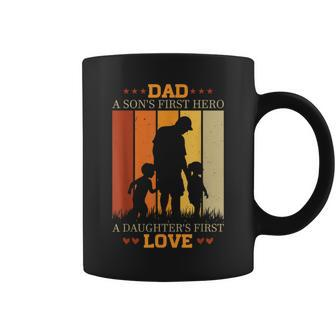 Dad A Sons First Hero A Daughters First Love For Fathers Day Coffee Mug | Mazezy DE