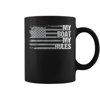 Dad Grandpa Veteran Us Flag My Boat My Rules Boating Captain Coffee Mug | Mazezy