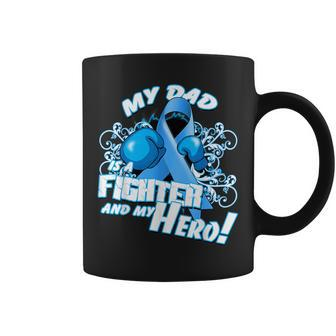 Dad Hero Light Blue Prostate Cancer Awareness Coffee Mug | Mazezy