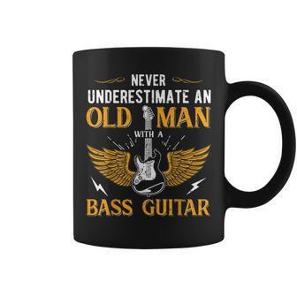 Dad Never Underestimate An Old Man With A Bass Guitar Gift For Mens Coffee Mug | Mazezy