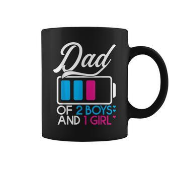 Dad Of 2 Boys And 1 Girl Battery Fully Fathers Day Birthday Coffee Mug | Mazezy