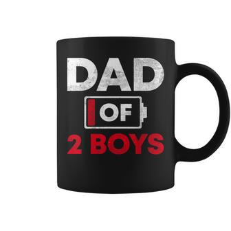 Dad Of 2 Boys Battery Low Daddy Fathers Day Gift Coffee Mug - Seseable