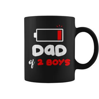 Dad Of 2 Boys Funny 2 Sons Daddy Of Two Boys Fathers Day Coffee Mug - Seseable