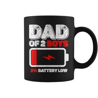 Dad Of 2 Two Boys Low Battery For Fathers Day Coffee Mug - Seseable